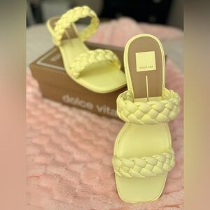 Dolce Vita Women's Light Yellow Braided Sandals